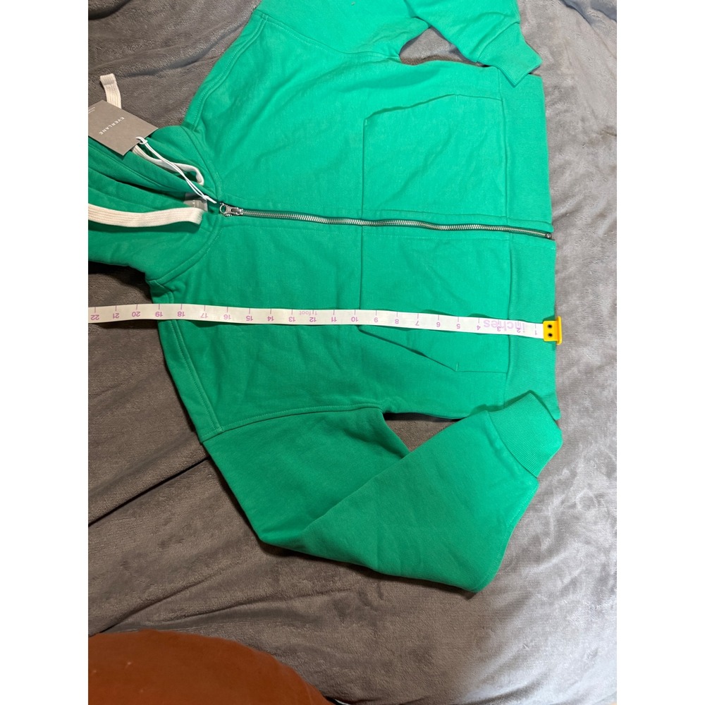 NWT Everlane Track 100% Organic Cotton Full Zip Hoodie Crop‎ Jade Green Size XXS - Picture 6 of 8